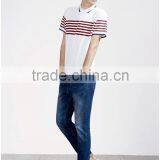 Casual White and Red Stripe no Label Polo Shirts thumbnail-2