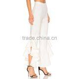 New Trendy Ladies White Ruffle Pants Spring 2018 Fashion Design Trousers thumbnail-3