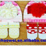 Top Multicolor Newborn Chiffon Flower Headband +socks Set