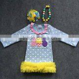 New Arrival Easter Design 2016 Girls Summer Dress Dot Chick Yellow Ruffle Long Sleeve With Matching Accessories thumbnail-1