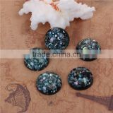 Wholesale Round Green Resin & Shell Mosaic Dome Seals Cabochon