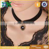 European American Style Geometric Pendant Retro Necklace With Artificial Crystal Black Lace Choker thumbnail-2