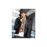 Fashion Fur Collar Leather Slim Mens Jacket thumbnail-1