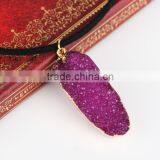 Natural Crystal Quartz Stone Gold Plated Pendant Womens Irregular Necklace thumbnail-4