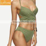 Swimming Wrap Bandage Ladies Mature Swimsuit Cross Back Bikini thumbnail-1