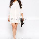 The Latest White Oversized Longline Chiffon Blouse for Women thumbnail-5