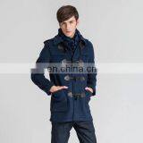 Classic Design Hooded Navy Duffle Mens Stylish Overcoat