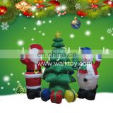 HI large inflatable outdoor christmas classical combination decorations Santa Claus with Snowman and Tree