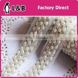 Wholesale New Design Pearl Rhinestone Beaded Lace Trim