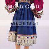 Vintage Afghani Gypsy Dress - Handmade Beaded Tassels -Vintage Bohemian Full Skirt - Kuchi Dress thumbnail-4