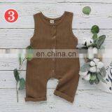 Summer Toddler Baby Boys Overalls Rompers INS Linen Cotton Round Collar Sleeveless Blank Jumpsuit Kids Bodysuit Baby Rompers thumbnail-5