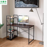 Wooden Metal Frame Computer Desk With Bookcase Furniture for Office and Home thumbnail-4
