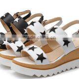 2016 New Design Comfortable Ladies Female Woman High Heel Platform Genuine Cow Leather Sandals With Stars Decoration thumbnail-6