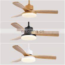 3 Blades Modern Decorative Home Living Room Copper Pendant Lighting Wireless Indoor Ceiling Fan Wood With Led Lamp for Kitchen thumbnail-3