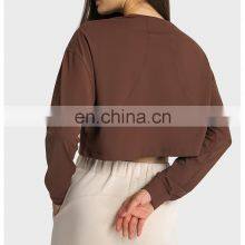 Autumn Winter New Long Sleeve Jacquard Knit Sweatshirt Fitness Ladies Woman Yoga Gym Crop Tops Fashionable Pullover thumbnail-3