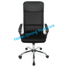 Dining Furniture Fabric and Mesh Upholstery Seat Black Ergonomic Desk Chair Chrome Legs Swivel Office Chair thumbnail-3