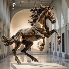 Handcrafted Bronze Horse Sculpture, Dynamic Equestrian Art, Luxurious Home Museum or Gallery, High-end Metal Handicrafts thumbnail-2