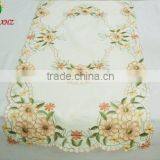 100% Polyester Table Runner With Pink Flower Embroidery Houseware Household Textile