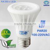 High Quality Dimmable E27 Par20 Led Spotlights 8w