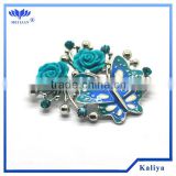 BULE ROSE RHINESTONE BROOCH