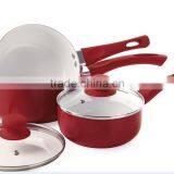 Chili Red Aluminum Alloy Metal Type White Ceramic Saucepan Soup & Stock Pots Milk Pot thumbnail-1