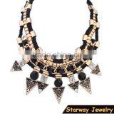 >>>New Arrival Chunky Cord Enamel Handmade Triangle Statement Crystal Necklace/ thumbnail-1