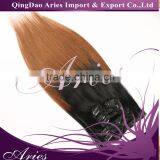 Thick Clip in Ombre Hair Extensions Two Tone Dip Dye Black to Brown thumbnail-2