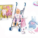 2016 New Product The cotton body doll with metal cart and clothes