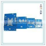 China Wholesale Handbags Blue Snowflake Drawing Tote Paper Bag thumbnail-1