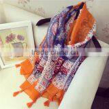 2016 Spring National Wind Style Voile Scarf Big Shawl Long Style With Tassel thumbnail-1