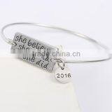 Custom Logo Engraved Bangle Bracelets With Charms Quality Choice thumbnail-2