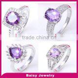 Fashion Jewelry Diamond Women 925 Silver Ring With Purple Stone thumbnail-1