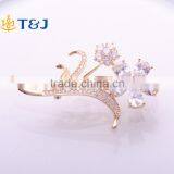 Zhejiang Wholesale Women Crystal Silk Flower Gold&Silver Plated Alloy Brooch Pin Banquet Party // thumbnail-1