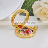 30*20.5mm Real Gold Plated Round Alloy Memory Locket- For Floating Charms thumbnail-3