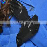 Women Soft Black Serving Goatskin Leather Touch Gloves thumbnail-2