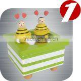 New Magnetic Wind Up Dancing Children Handcrafted Wooden Music Box , Kids Educational Musical Toy.