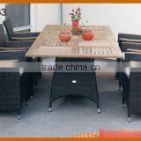 Wood Dining Table Set WIth Rattan Chair thumbnail-1