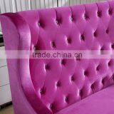 Wing Back Style Velvet Booth Wooden Frame Button Tufted Restaurant Banquette Seating for Sale thumbnail-3
