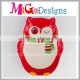 Daily Home Use Ceramic Red Cute Owl Dish Wholesale