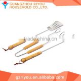 Newly Style 3pcs Mental BBQ Tool Set with wooden Handle for Barbecue