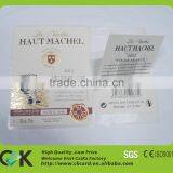 Custom Printed Adhesive Red Wine Bottle Label