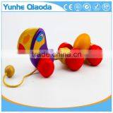 Colorful Pull Along Wiggles Crow With One Egg Wooden Toy Wiggles as You Pull They Make a Fun Baby thumbnail-1