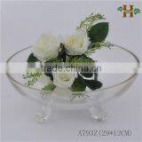Handmade Footed Clear Glass Vase For Flowers Or Fish thumbnail-1