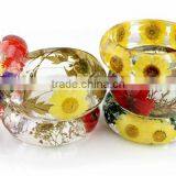 Handmade Fashion Girls' Jewelry Pressed Dried Flower Clear Resin Bangle Bracelet thumbnail-1