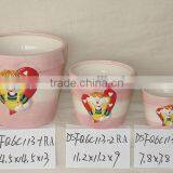 Pink Round Shape Ceramic Flower Planter for Valentine thumbnail-1