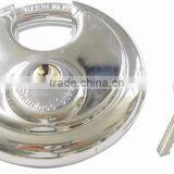 Solid Chromed Hardened Stainless Steel Disc Padlock With Brass Cylinder thumbnail-5