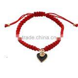 Enamel Gold Heart Charm Handwoven Bracelet Adjustable Braided Macrame Bracelet Promotional Friendship Bracelet thumbnail-5