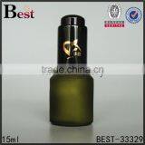 China Cosmetic Dark Green Frosted 15ml Glass Bottle With Screen Printing Black Pump Dropper for Cosmetic Essence Perfume thumbnail-2