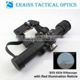 Military Standard Riflescope With SVD 4X24 Red Illuminated Reticle Rifle Scope thumbnail-1