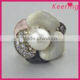 Decorative Fashionable Alloy Flower Pearl Metal Rhinestone Button WBK--1494 thumbnail-1